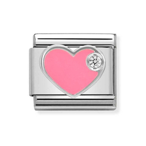 Classic Silver & CZ Light Pink Heart Charm