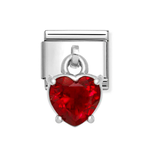 Classic Silver Red Zirconia Heart Pendant Charm