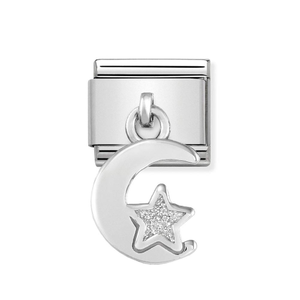 Classic Silver Moon & Star Pendant Charm