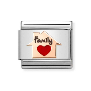Classic Rose Gold Family Home Heart Charm