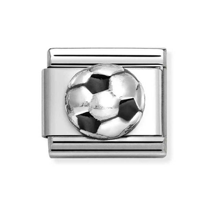 Classic Silver Enamel Football Charm