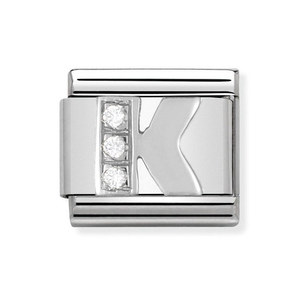 Classic Silver & CZ Letter K Charm