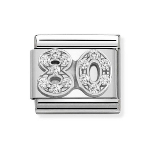Classic Silver "80" Zirconia Charm