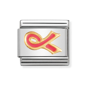 Classic Gold & Pink Ribbon Charm