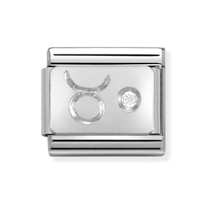 Classic Silver & CZ Taurus Charm