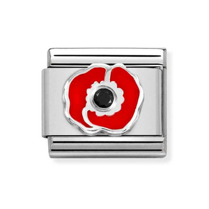 Classic Silver Black CZ Poppy Charm