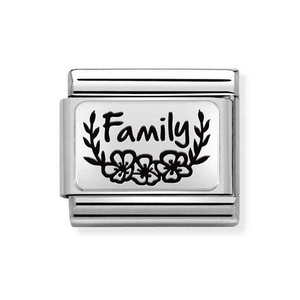 Classic Silver Family with Flowers Charm
