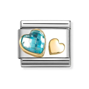 Classic Gold Hearts with Blue CZ Charm
