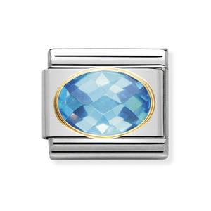 Classic Gold & Light Blue CZ Charm