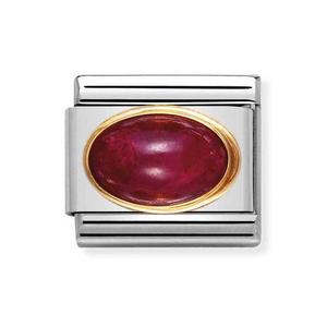 Classic Gold & Ruby Oval July Birthstone Charm