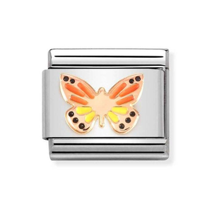 Classic Rose Gold Colourful Butterfly Charm