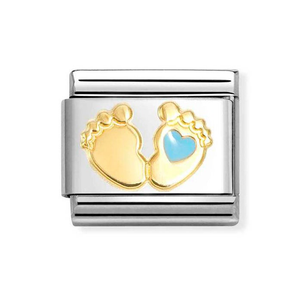 Classic Gold & Enamel Blue Baby Foot Charm