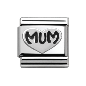 Classic My Family Silver Mum Love Heart Charm