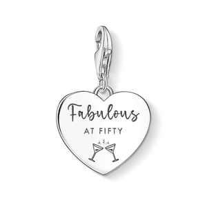 Classic Silver Fabulous at Fifty Heart Charm