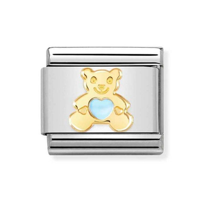 Classic Gold Blue Teddy Bear Charm