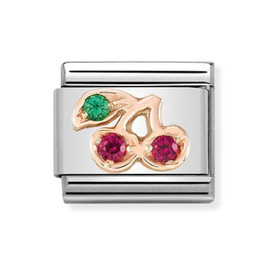 Classic Rose Gold Cherries Charm
