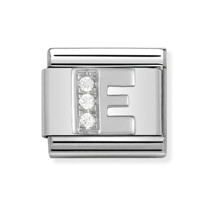 Classic Silver & CZ Letter E Charm