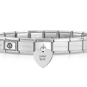 Classic Silver Engravable Heart Pendant Bracelet