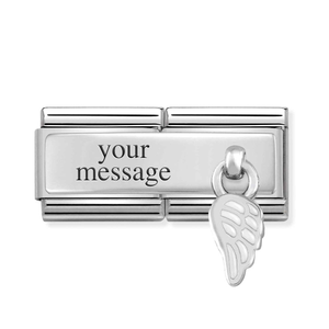Classic Silver White Wing Double Charm