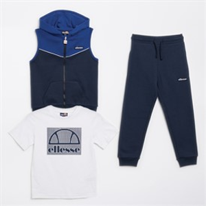 Ellesse Boys Atticus Gilet T-Shirt And Joggers Set Navy/Blue/White
