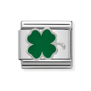 Classic Silver Green Clover Charm