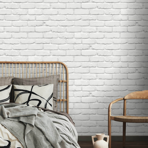 Fine Decor Painted Brick White Wallpaper - FD43600