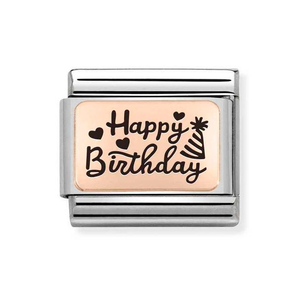 Classic Rose Gold Happy Birthday Celebration Charm