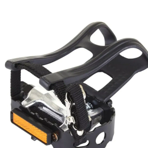Alloy Pedals W Toe Clips & Straps 9  16 Black  Silver 9 16 inches