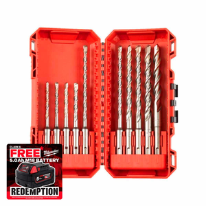 Milwaukee 4932492117 M2 2 Cut SDS+ Drill Bit Set (10 Pieces)