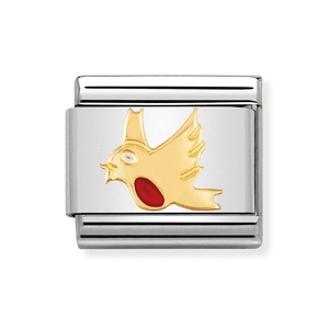 Classic Gold & Enamel Robin Charm