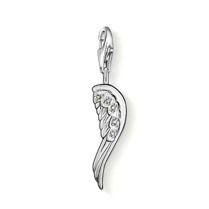 Classic Silver Sparkle Angel Wing Charm
