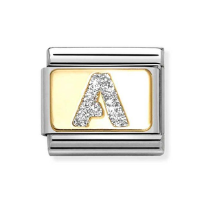 Classic Gold Glitter Letter A Charm