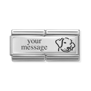 Classic Silver Engravable Dog Double Charm