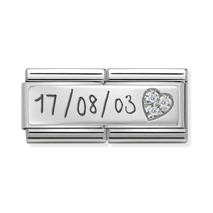 Classic Silver Heart Handwriting Double Charm