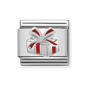 Classic Silver Red Present Charm
