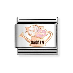 Classic Rose Gold Watering Can with Flowers Charm