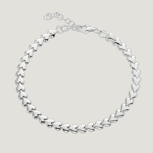CANDY Love Silver Flat Interlinked Hearts Bracelet