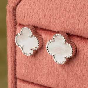 Signature Silver Mother of Pearl Clover Stud Earrings