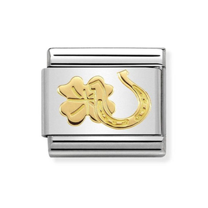 Classic Gold Horseshoe & Four Leaf Clover Charm