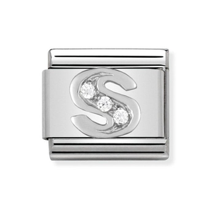 Classic Silver & CZ Letter S Charm