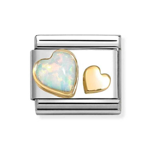 Classic Gold Hearts with White Opal Charm
