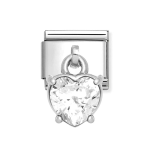 Classic Silver White Zirconia Heart Pendant Charm