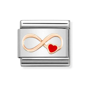 Classic Rose Gold Infinity Red Heart Charm