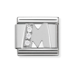 Classic Silver & CZ Letter M Charm