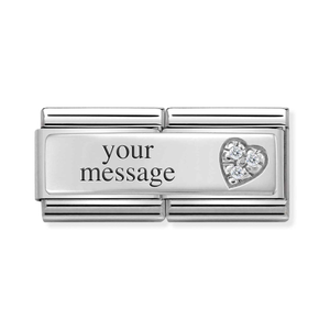 Classic Silver Engravable Heart Double Charm
