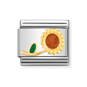 Classic Gold & Enamel Sunflower Charm