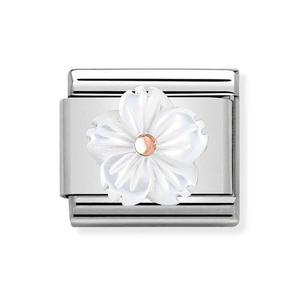 Classic Rose Gold Mother of Pearl Flower Charm