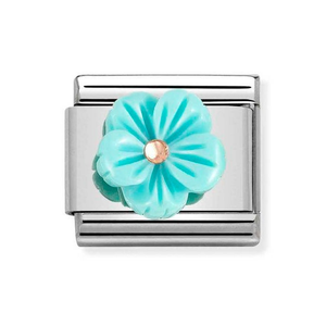 Classic Rose Gold Turquoise Flower Charm