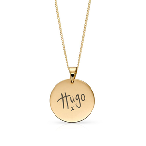 9ct Gold Disc Handwriting Necklace