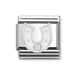 Classic Silver White Horseshoe Charm